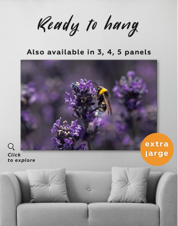 Bee on Lavender Canvas Wall Art - image 1