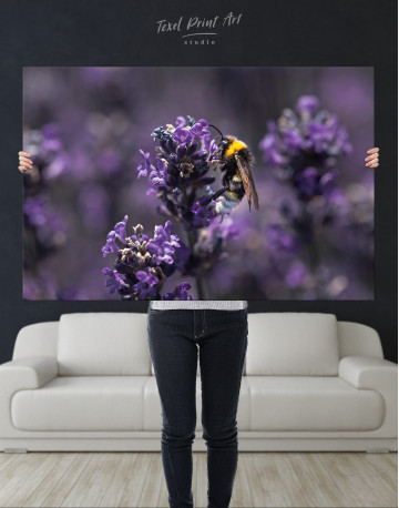 Bee on Lavender Canvas Wall Art - image 2