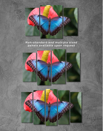 Blue Butterfly on Flower Canvas Wall Art - image 4