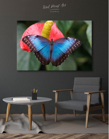 Blue Butterfly on Flower Canvas Wall Art - image 3