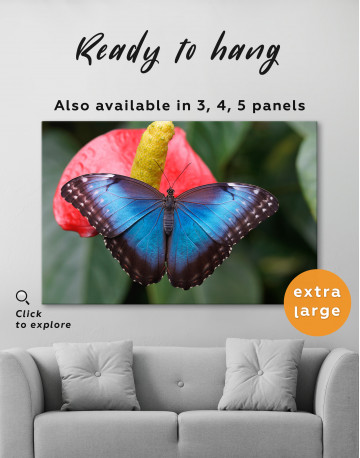 Blue Butterfly on Flower Canvas Wall Art - image 2