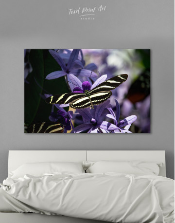 Butterfly on Purple Wreath Canvas Wall Art