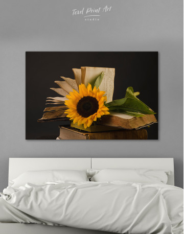 Book and Sunflower Canvas Wall Art - image 8