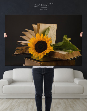 Book and Sunflower Canvas Wall Art - image 7