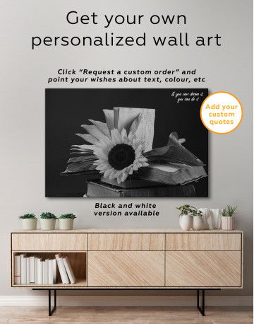 Book and Sunflower Canvas Wall Art - image 4