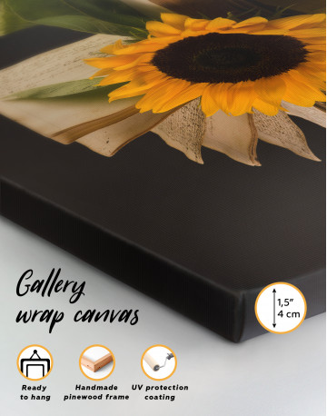 Book and Sunflower Canvas Wall Art - image 6