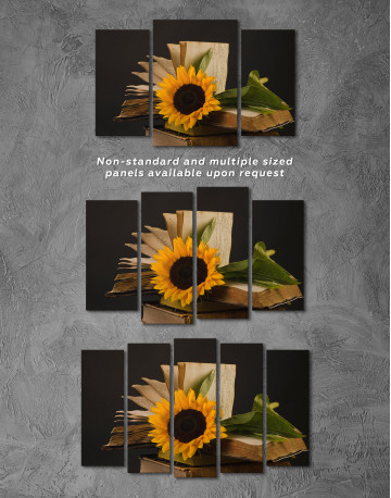Book and Sunflower Canvas Wall Art - image 3