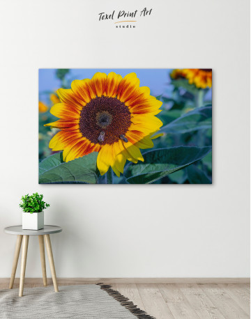 Bees on a Sunflower Canvas Wall Art - image 4