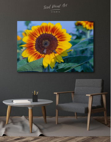 Bees on a Sunflower Canvas Wall Art - image 5
