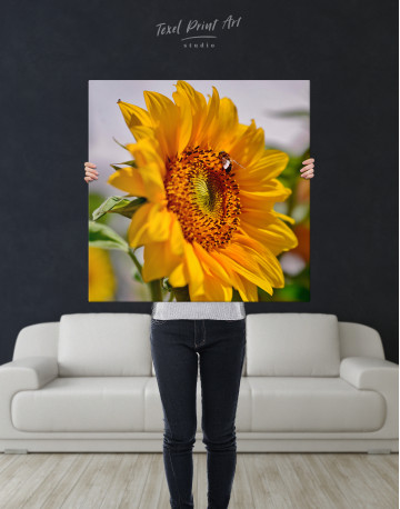 Sunflower with Bee Canvas Wall Art - image 3