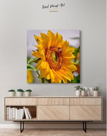 Sunflower with Bee Canvas Wall Art - image 5