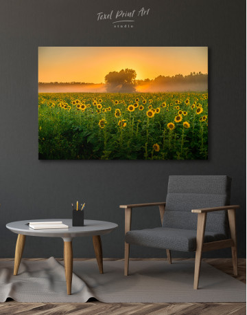 Morning at Sunflower Field Canvas Wall Art - image 5